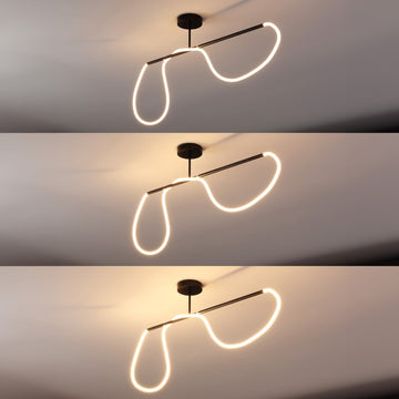 Alessio Contemporary Minimalist 360 Adjustable Silicone Neon Rope Dimmable Linear Integrated LED Flush Mount